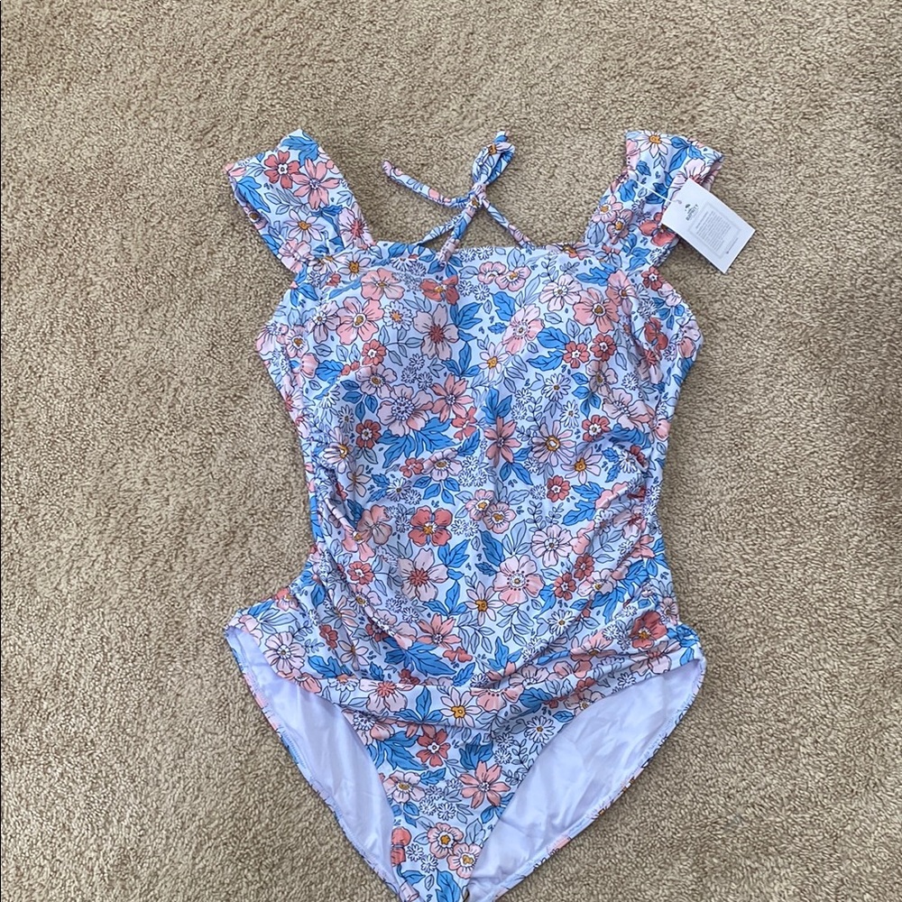 Floral Blue and Pink Women's Swimsuit
